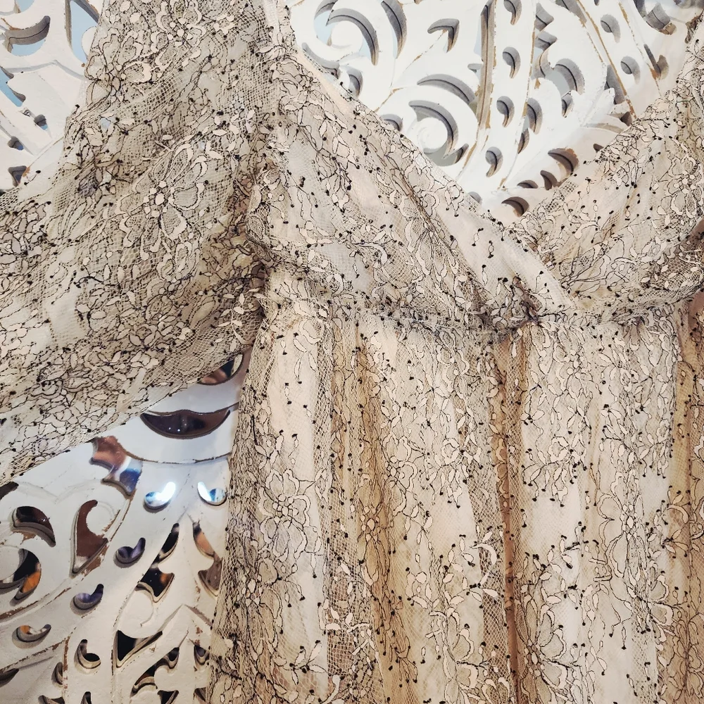 Free People Heavenly champagne toast black lace overlay dress size Small NWT - Picture 9 of 16